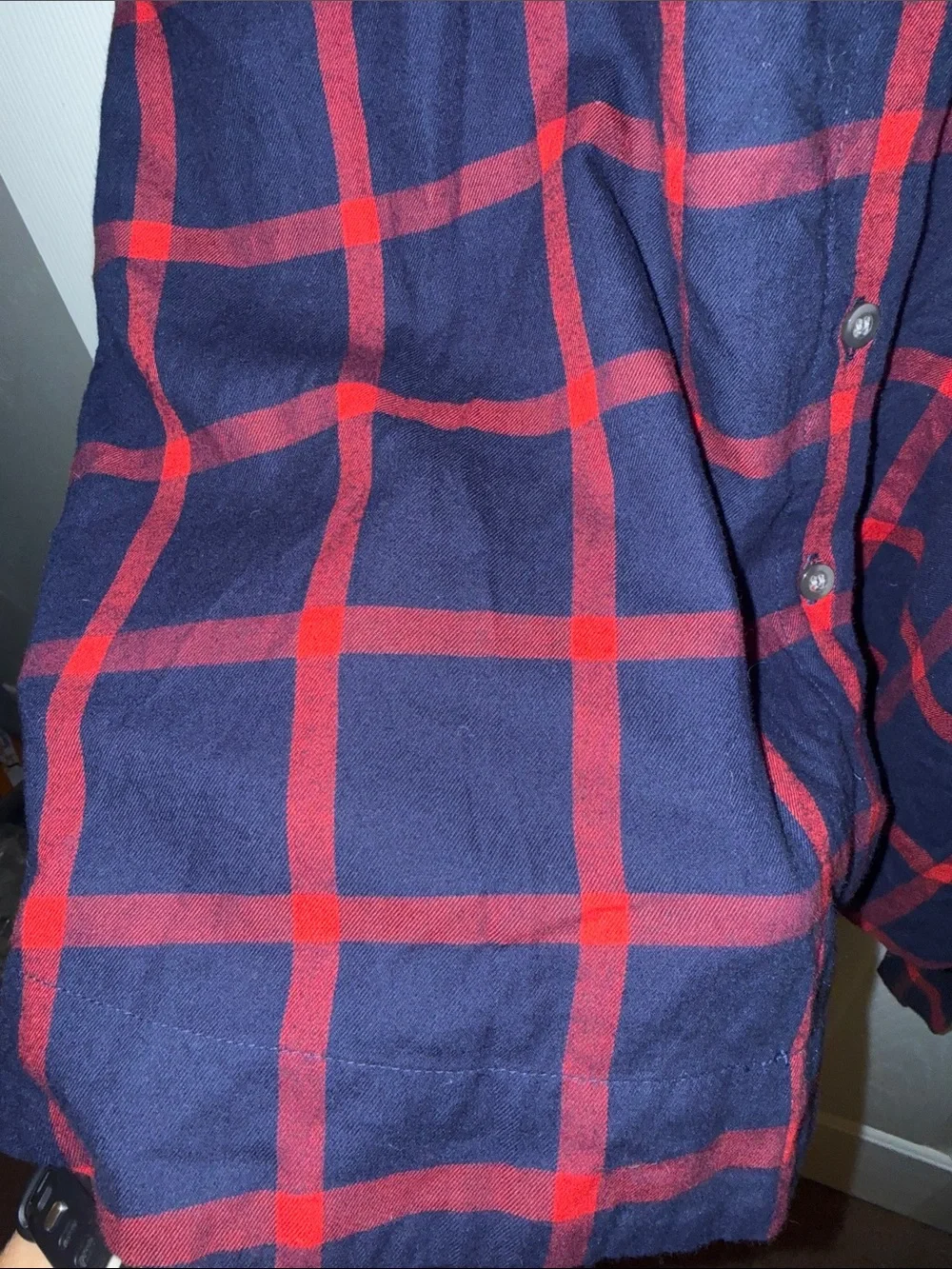 J. Crew Navy and Red Plaid Long-Sleeve Tie-Waist Shirt Dress